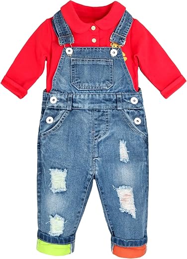Chumhey Baby & Toddler Boys Jean Overalls Pants Set