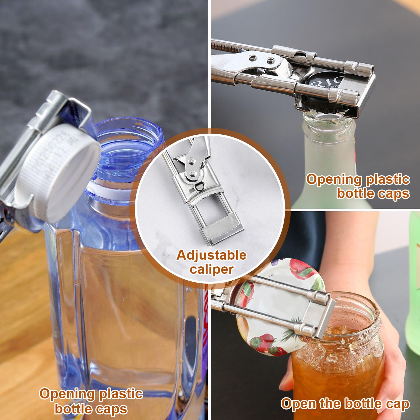 Glasöffner unter dem Schrank, Flaschenöffner für Senioren, kommt mit 1 Edelstahl-Glasdeckelöffner, einfach zu greifen, lässt sich leicht von Deckel jeder Größe abdrehen, unverzichtbare Küchenhelfer