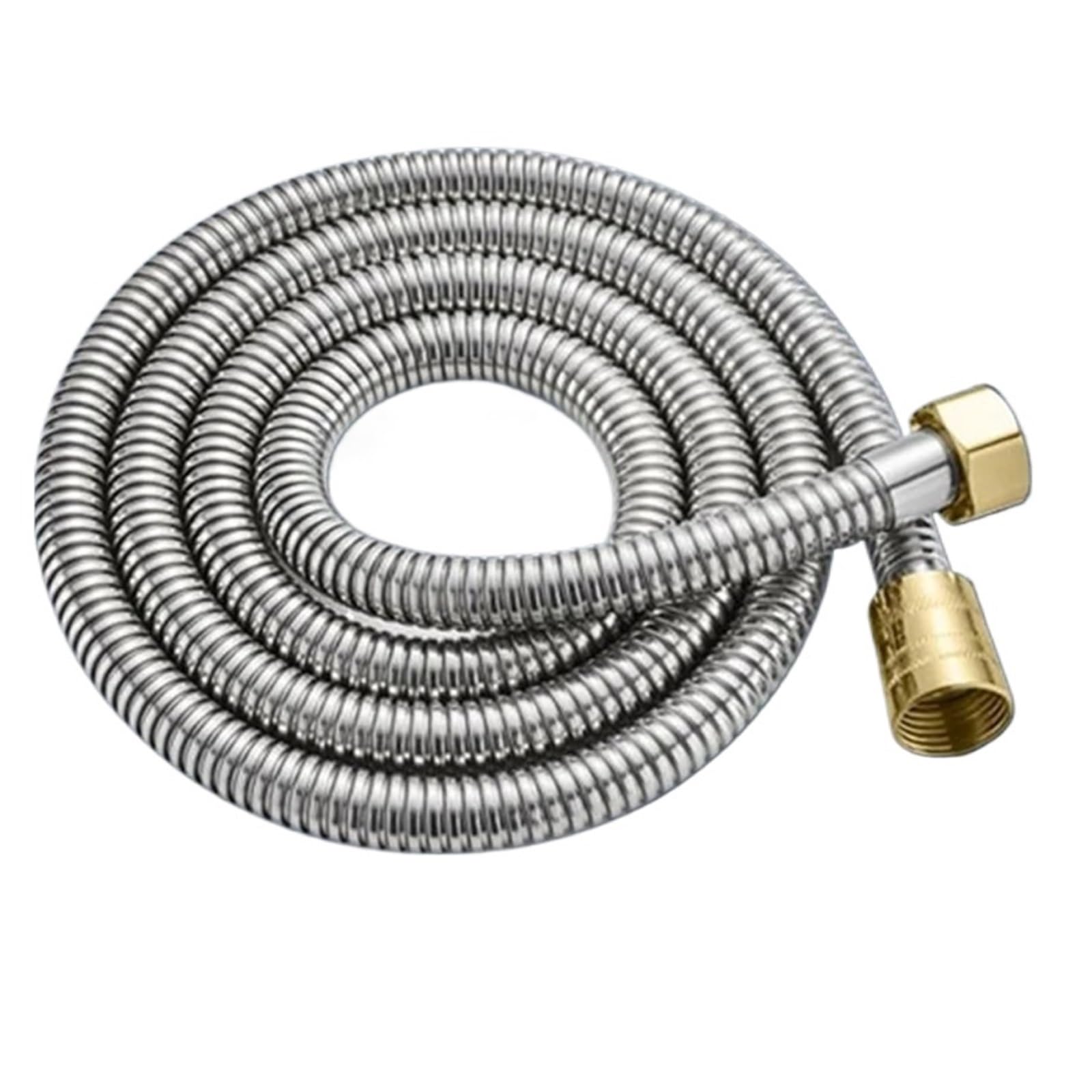 Fbanulpex Silver Universal Chrome Shower Pipe, Shower Hose Brass Stainless Steel Black 1.5-3M(,2.0M)