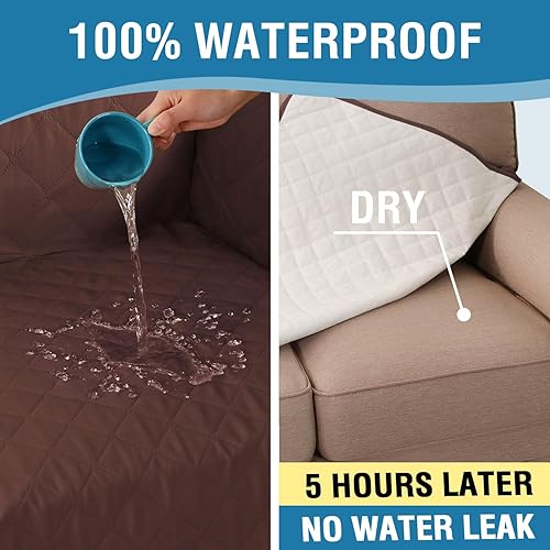 Miniatura 5 de H.VERSAILTEX Fundas de sofá modulares 100% impermeables de 2 piezas, fundas de sofá en forma de L, lavables para perros, antideslizantes