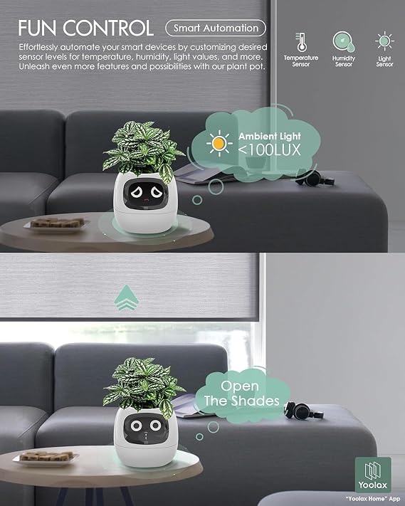Smart Planter,Intelligent Flower Pot, Plant Pet Robot, Facial Expression Flower Pot, Desktop Planting Machine,USB Charging Smart Flowerpot,E [Energy Class A]