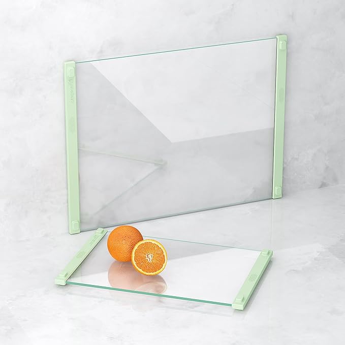 2PCS Glass Cutting Board with Silicone Grip, 80% Stronger Shatter