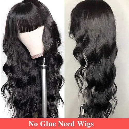 Miniatura 8 de Legendhair Wear and Go Pelucas sin pegamento con flequillo para mujeres negras, pelucas de encaje frontal de 5 x 5 con flequillo, pelucas de cabello