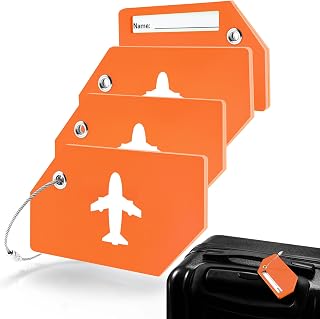 Gostwo 4 Pack Silicone Luggage Tag for Suitcases, Travel Bags TSA Approved, Orange