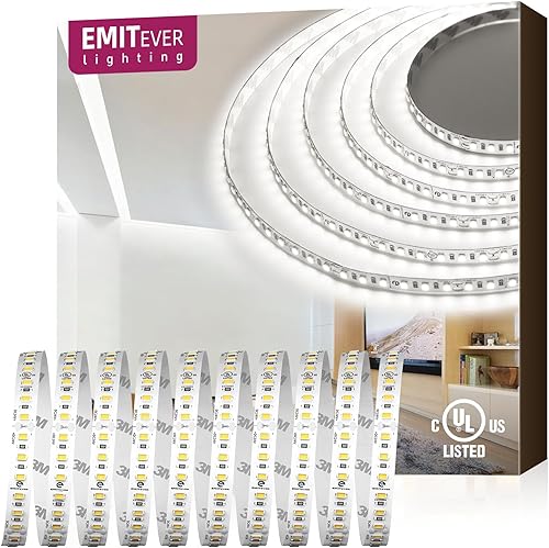 Miniatura 10 de EMITEVER - Tira de luces LED de color blanco neutro, 4000 K, cinta de luz LED de 24 V, 16.4 pies, certificación UL, Ra 95+, IP30, 2.9 W/pies, 240 +