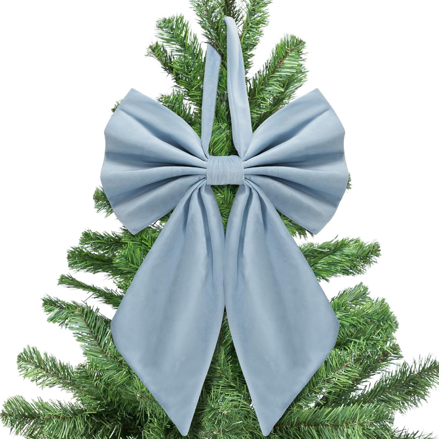 Large Christmas Bow Tree Topper Retro Velvet Bow Christmas Tree Top Decoration Hanging Ribbon Bowknot for Birthday Party & Wedding Party Backdrop Decor (Deep Blue, 55cm*30cm)
