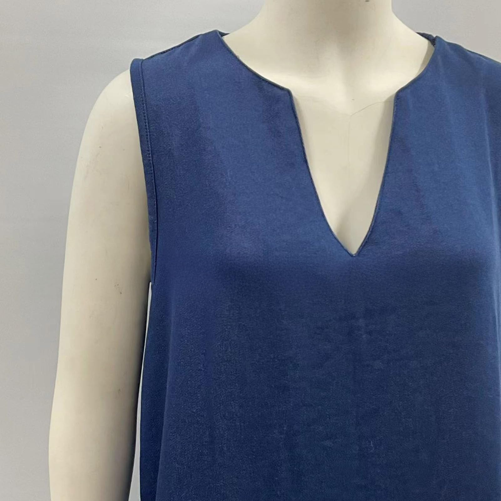 Robe longue en jean sans manches avec col en V pour femme, robe d'été décontractée pour les vacances à la plage et les loisirs quotidiens