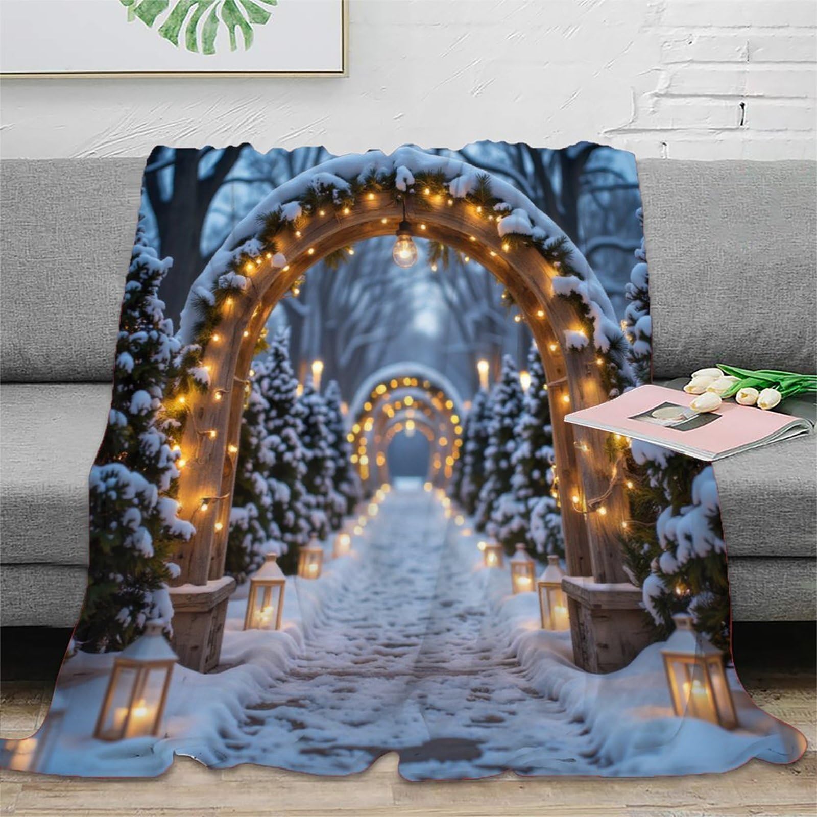 Couverture microfibre 150x200cm plaid canapé hiver 3D archway