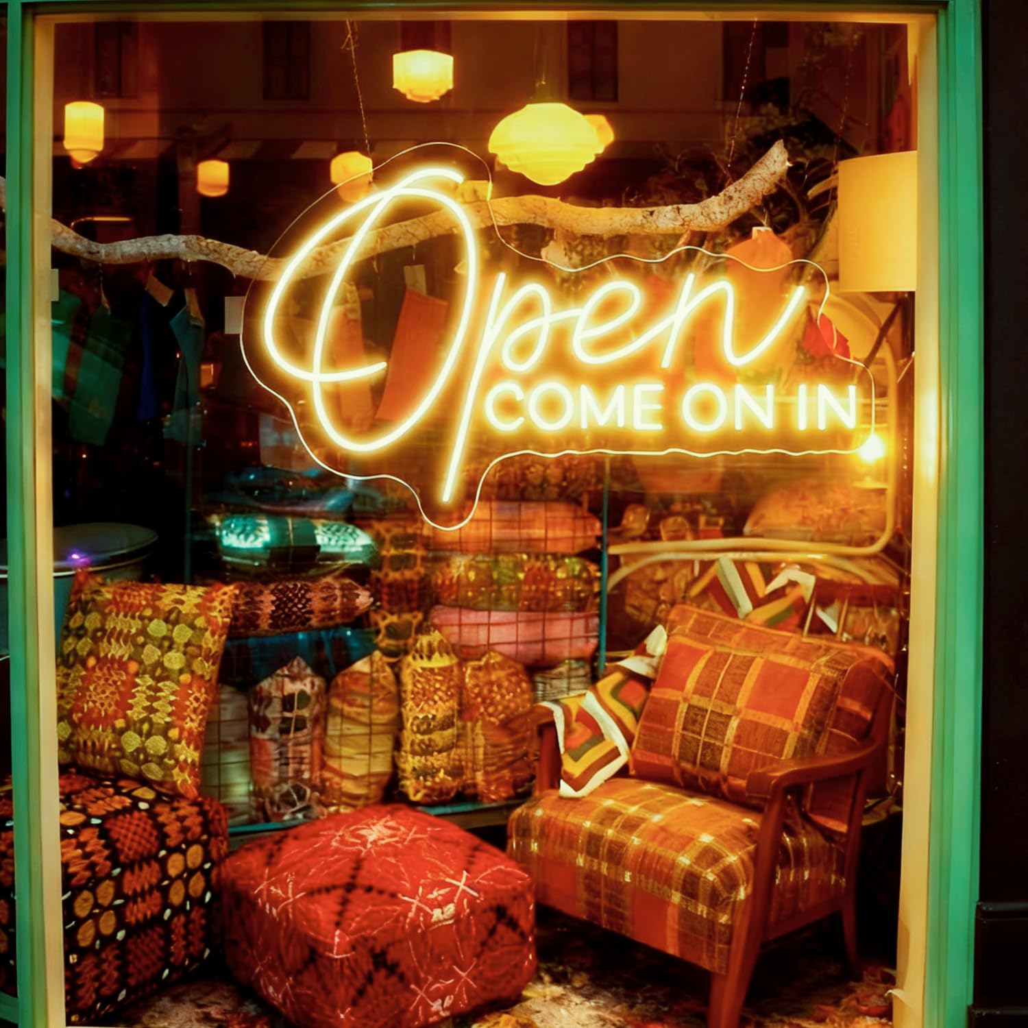 HFHungkeong Open Come on in Neon Sign LED Business Welcome Signs with Dimmable Switch for Wall Window Decor, Warm White Decor Sign for Store Front Door,Bar Restaurant Hotel Shop Club Decor — image 1