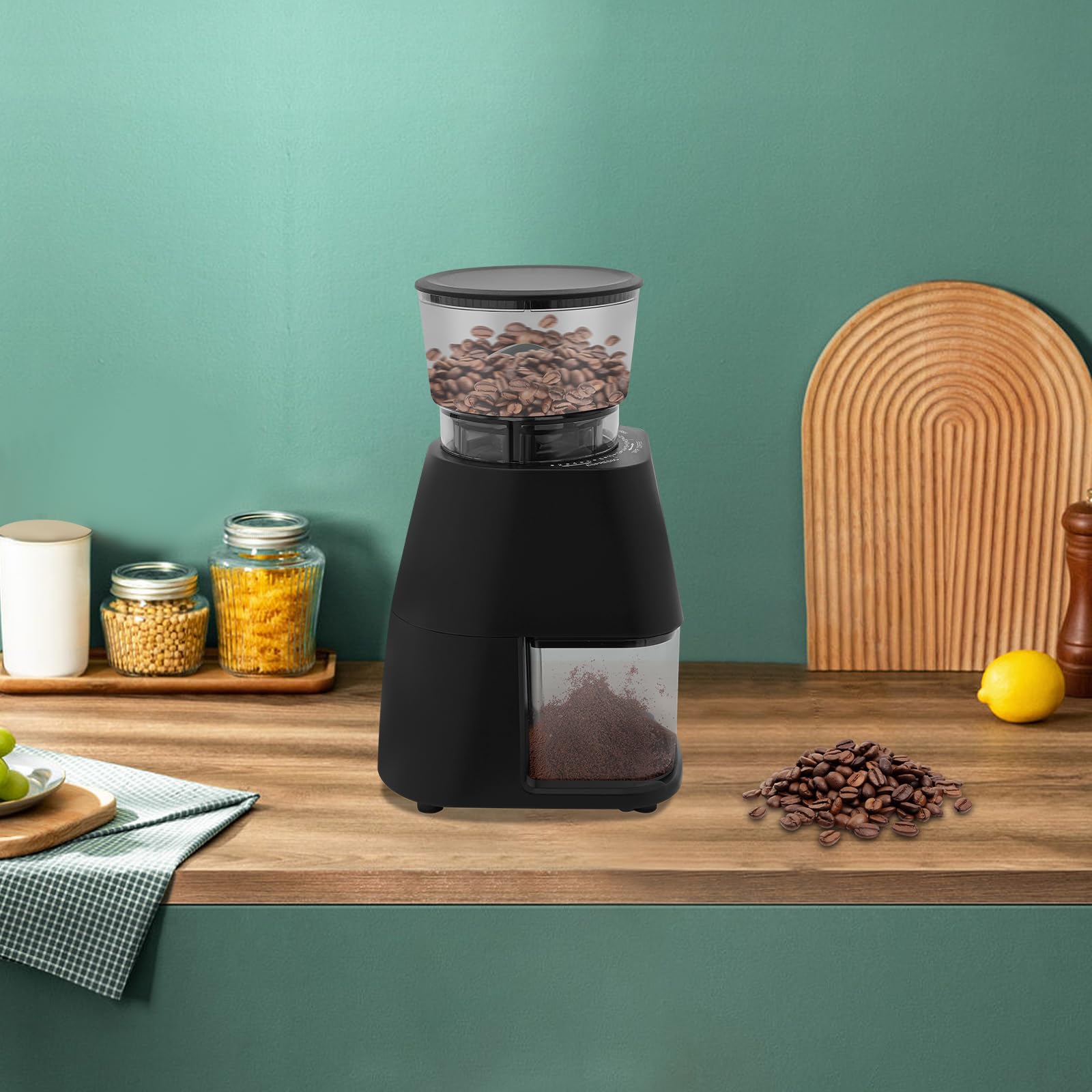 Młynek do kawy, 30 stopni równomiernego mielenia, regulowany młynek do kawy, elektryczny mechanizm stożkowy, antystatyczny, ekran dotykowy LCD, do espresso/French Press