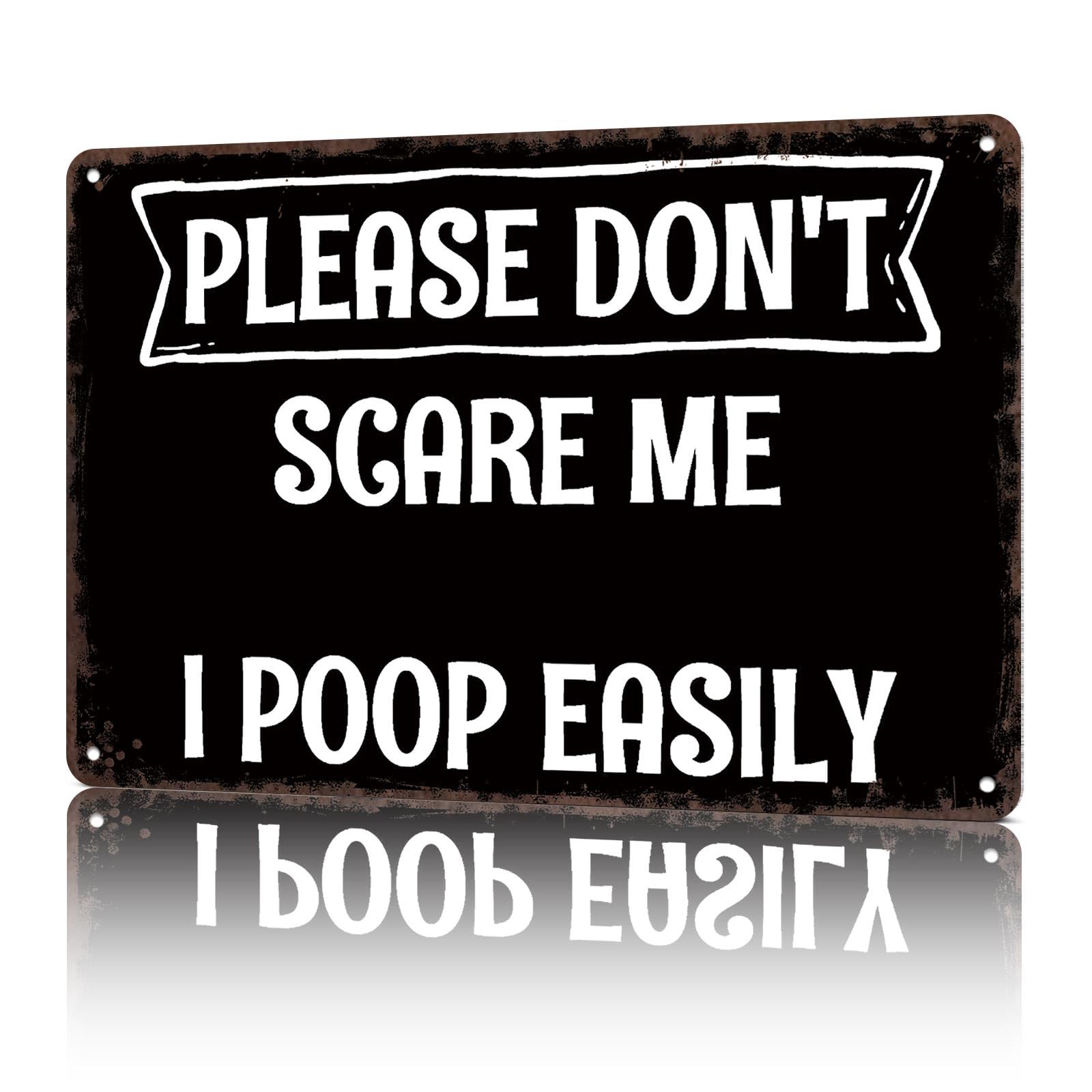 KWQDOZF Vintage Metal Signs Poop Easily Funny And Nerv Funny Tin Sign Poster Wall Art For Home Room Bedroom Office Decor 8x12inch