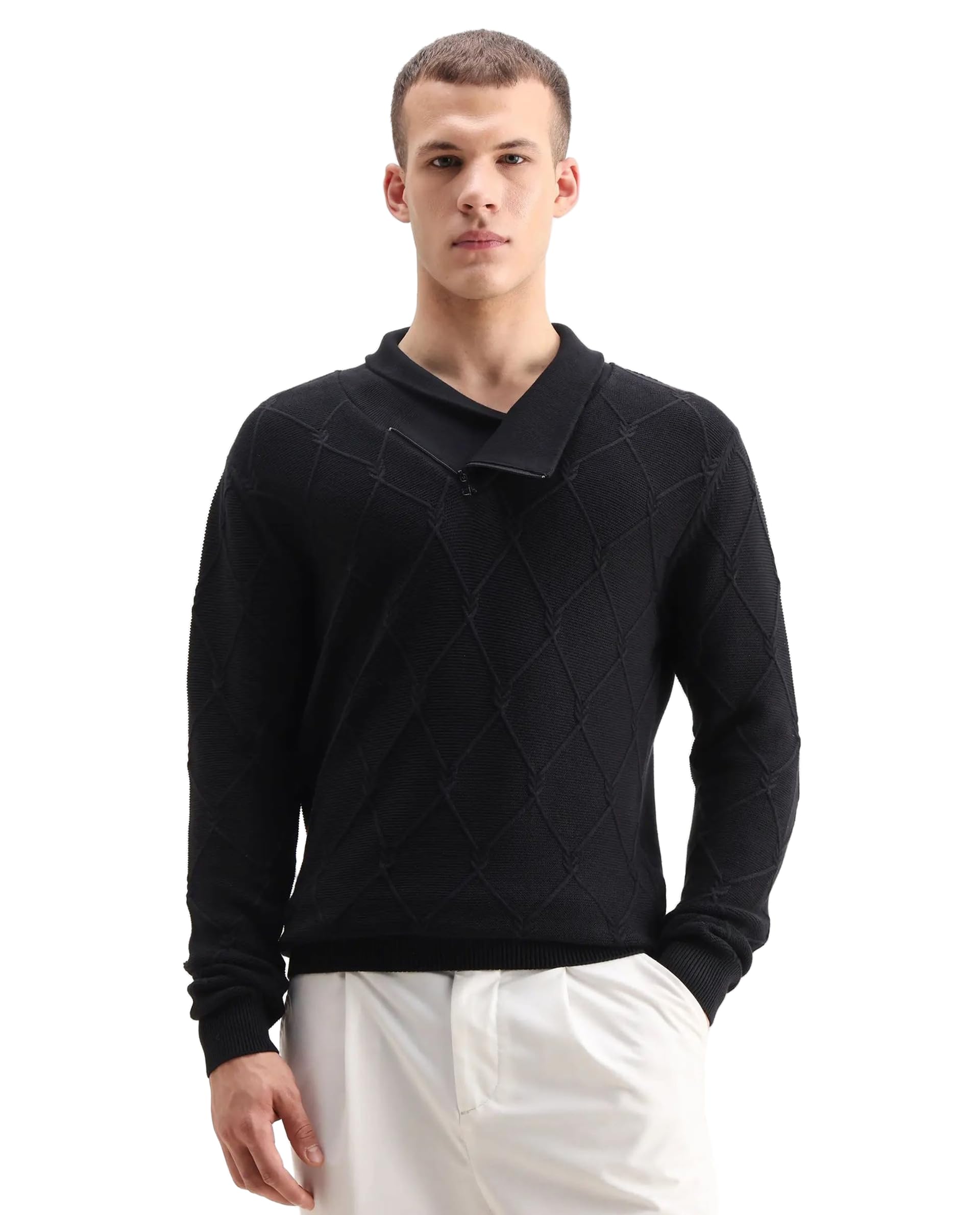Men's Denor Regular Paisley Cotton Cowl Neck Long Sleeve Sweater-image-16