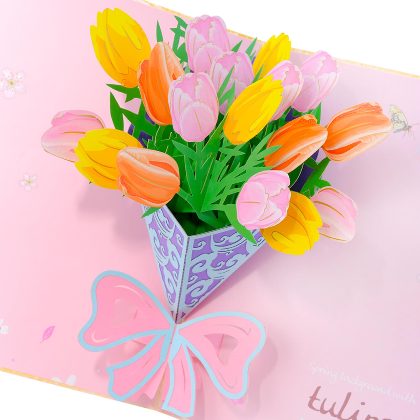 KUKUTrue® Tulip Flower Get Well Soon Pop Up Cards, Birthday Cards for Women, Mum, Sister, Wife, Anniversary Card, A Thoughtful Gift for Women on Birthdays, Anniversaries, or Other Special Occasions