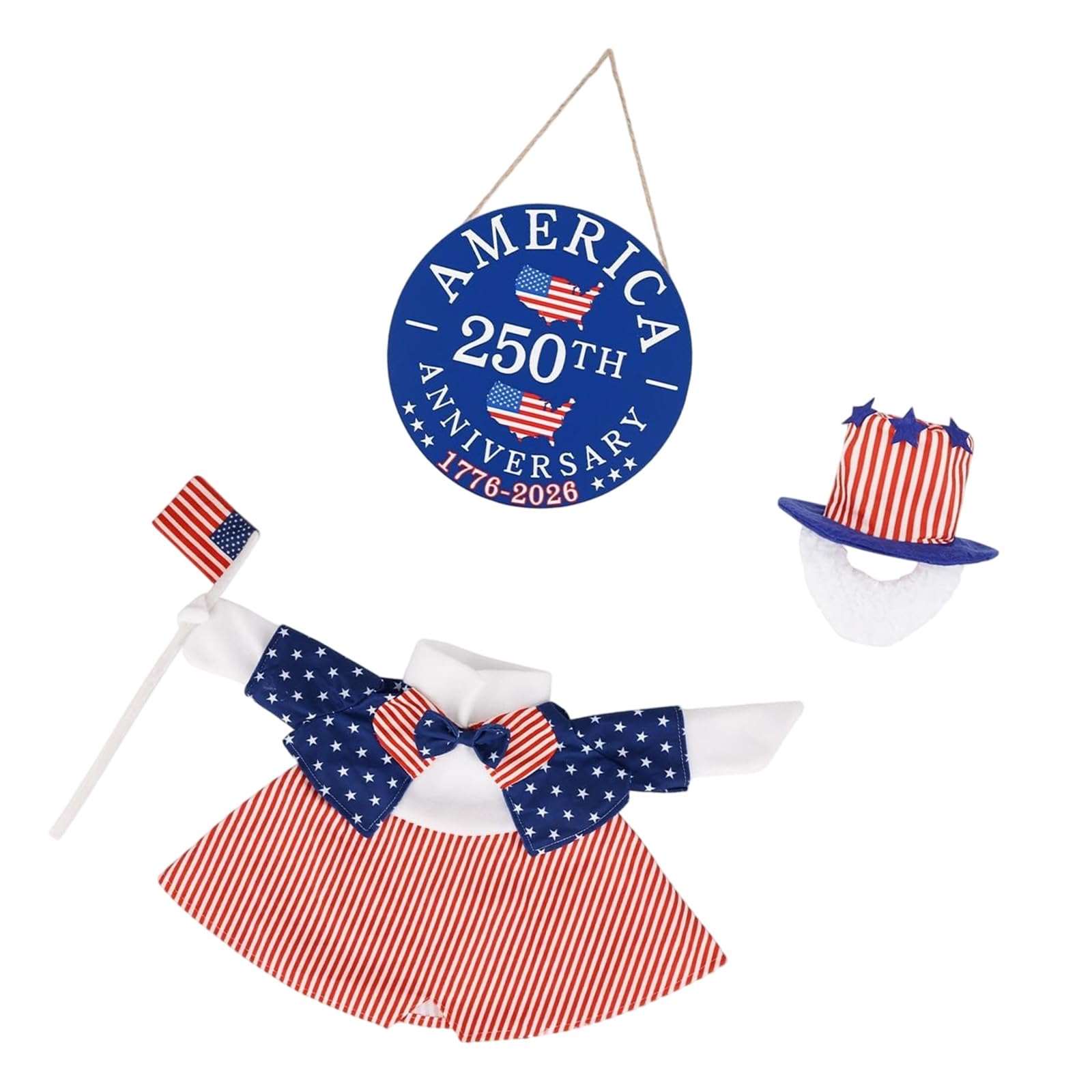 Sbshiouu US Flag Themed Porch Geese Outfit with Efficient Cloth Materials Fabric Geese Decors Outfit for Seasonal Decors US Independence Day Accessories