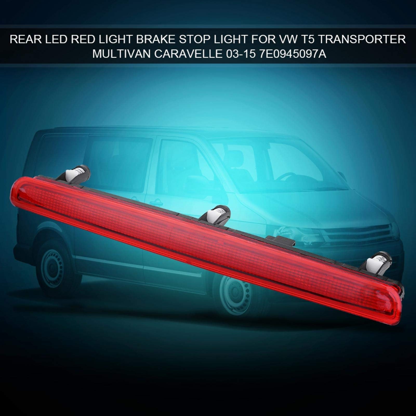 Tylne światło hamowania, czerwone 16 sztuk LED tylne światło stopu wysokiego poziomu 7E0945097A dla T5 Multivan Transporter 03-15