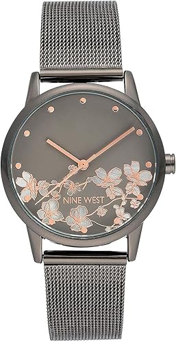 Vista 8 de Nine West Women's Floral Dial Mesh Bracelet Watch