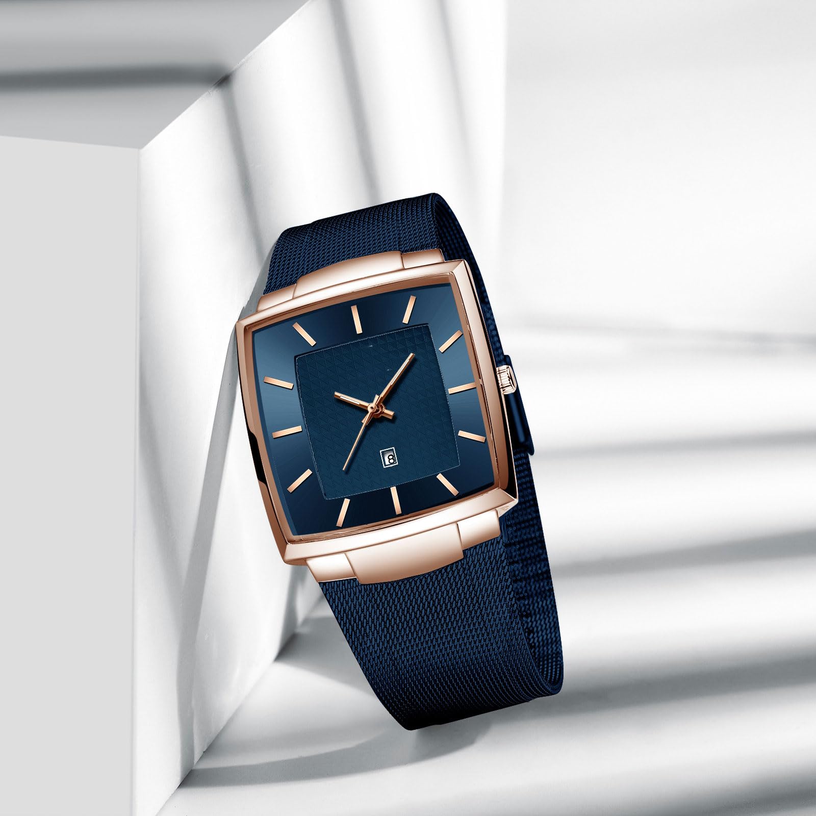 Reloj de Pulsera Reloj para Hombres Vigilantes de Cuarzo Impermeable con Fecha y Correa de Malla de Acero Inoxidable Estilo de Negocio Casual de 48 mm dial Reloj
