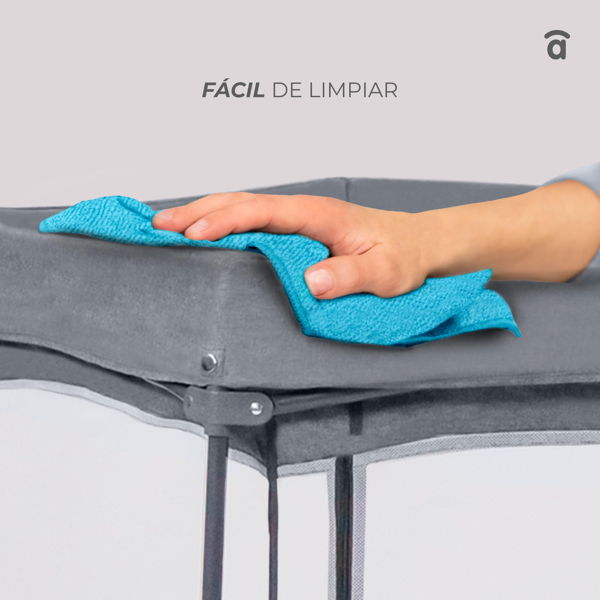 Asalvo LUXEMBURGO Parque Infantil Bebé Cuadrado y Plegable 150x150 cm, Corralito Bebe con Malla Transpirable, Parque de Juegos Bebe, Bolsa de Transporte, Fácil de Montar y Desmontar, Luxemburgo Gris