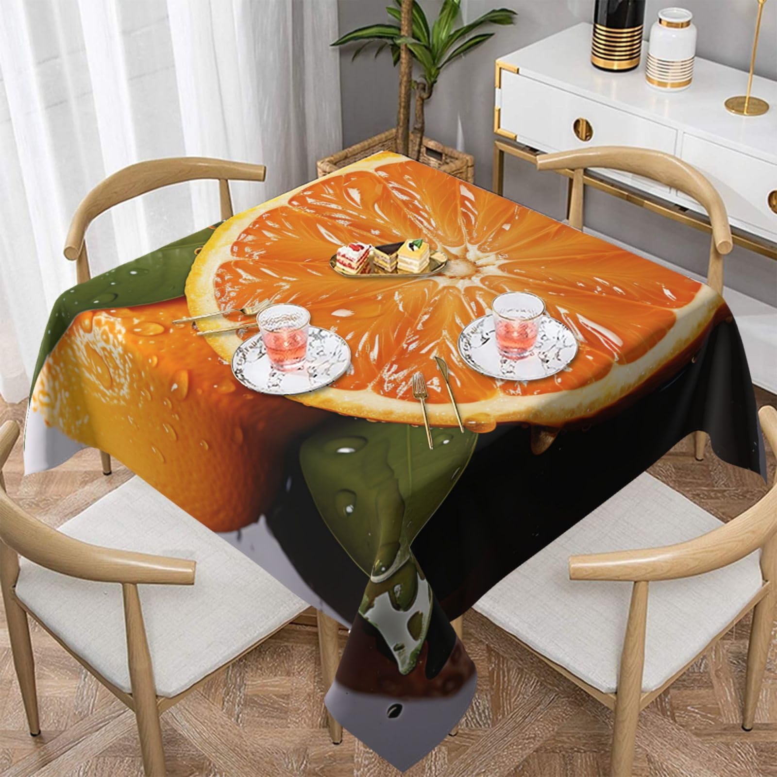 Nappe orange imperméable anti-tache : protégez votre table des accidents sans repasser
