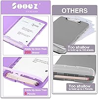 Vista 3 de Sooez - Sujetapapeles de documentos clínicos con almacenamiento, sujetapapeles de plástico resistente, de alta capacidad, con soporte para bolígrafo