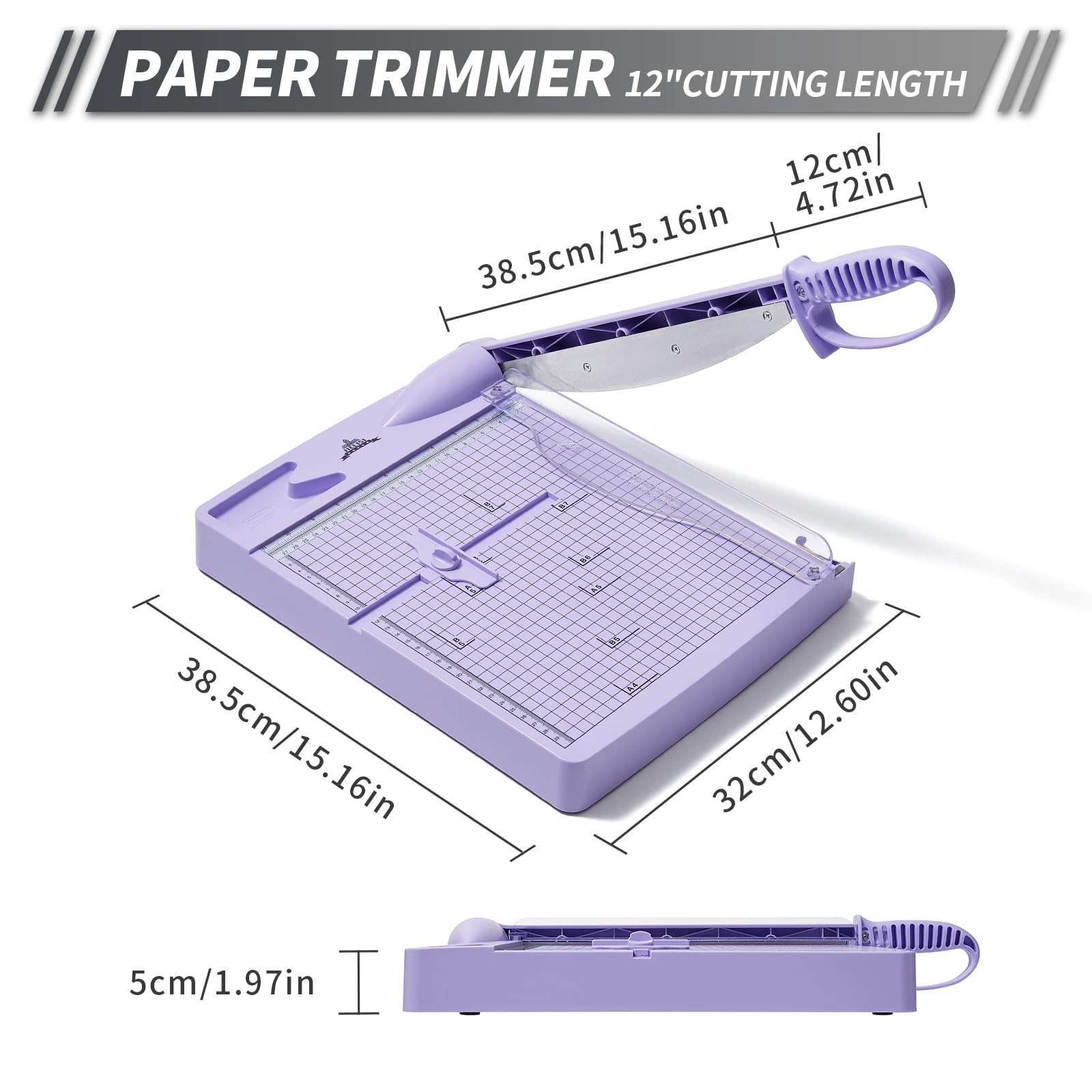 A4 Schneidemaschine, Hebelschneider, Papierschneider bis DIN A4, Schnittlänge300 mm (Bis 80g A4, 30 Blatt Schneidleistung lila)