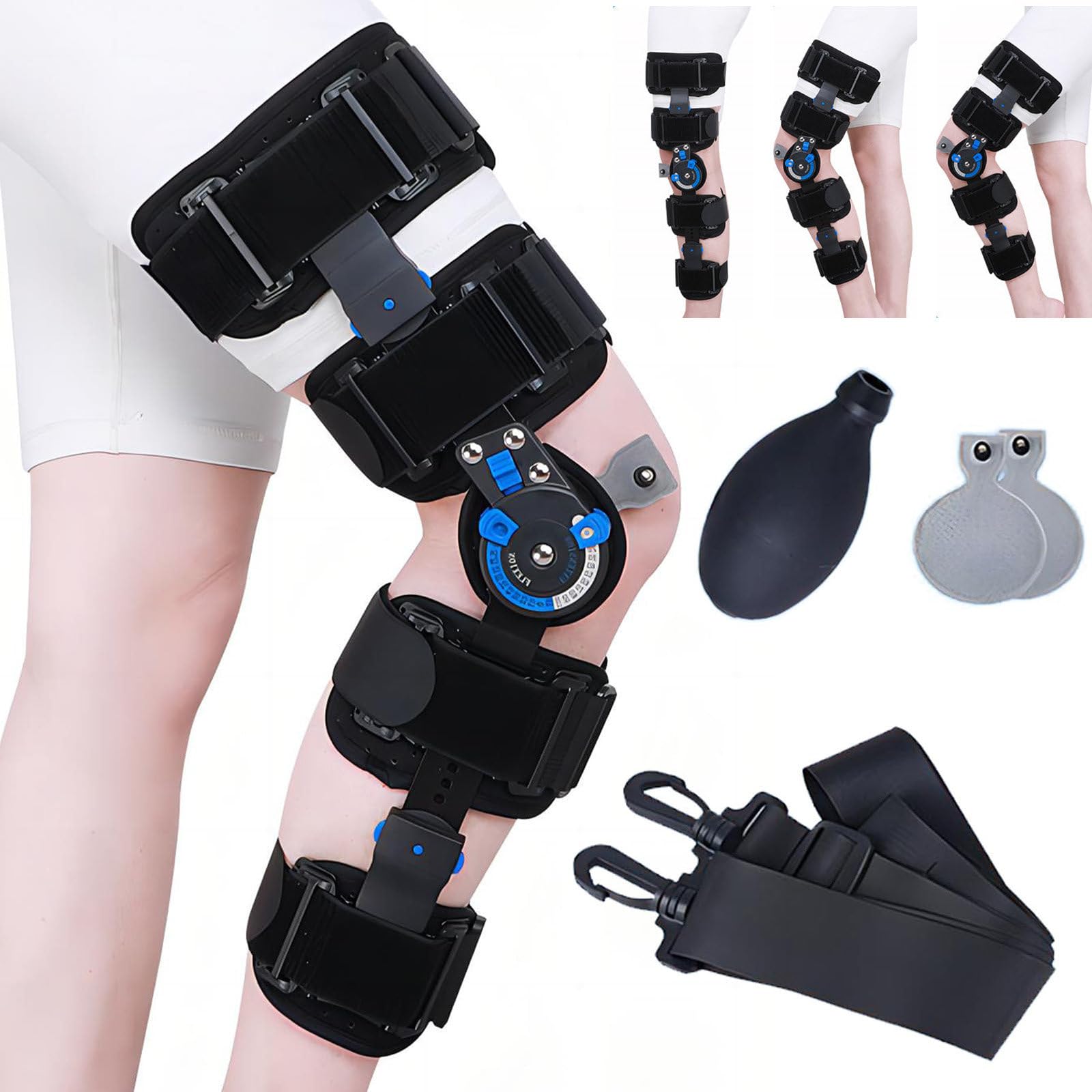 Orteza Stawu Kolanowego Z Zawiasem, Pooperacyjny Stabilizator Stawu Kolanowego, Regulowana DłUgość (52-66 Cm)/KąT (-10-120°), W Rehabilitacji Ortopedycznej DorosłYch
