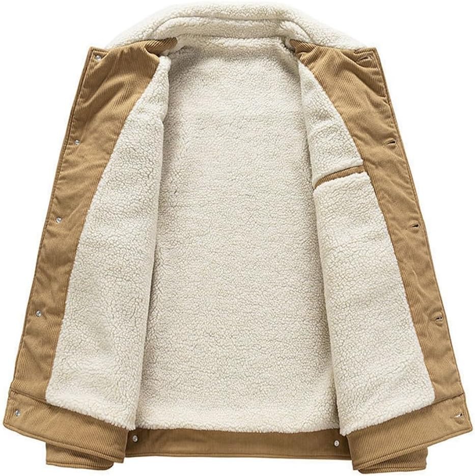 JSEIAJB Winter Add Velvet Thick Coat Male Lapel Slim Youth All-Match