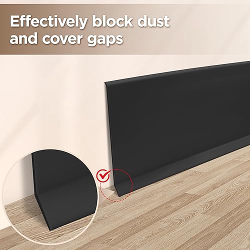 Miniatura 8 de Moldura flexible para zócalo, 4 pulgadas de ancho x 16.4 pies de largo, base de pared de vinilo autoadhesiva, base de goma para despegar y pegar,