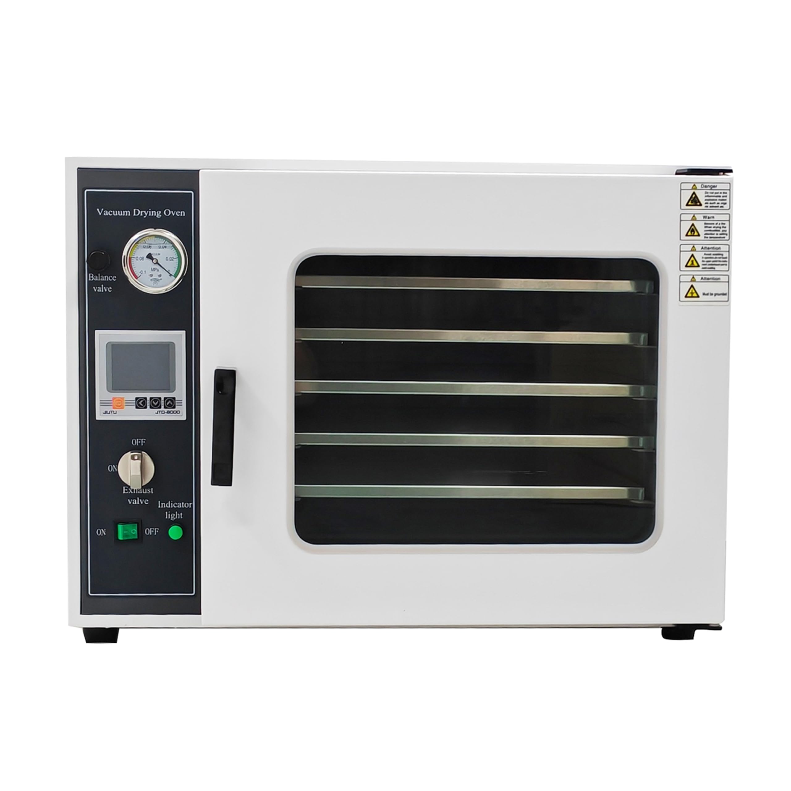 TECHTONGDA Vacuum Drying Oven Heat Treat Dry Cabinet Industrial Lab Temperature Control 5 Layers Stainless Steel Chamber 50-482? 1.9Cu ft