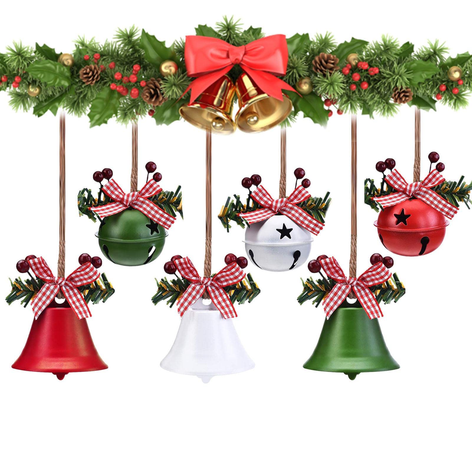 Jingle Bell Centerpieces Red Bells With Santa & Ribbon Christmas Tree