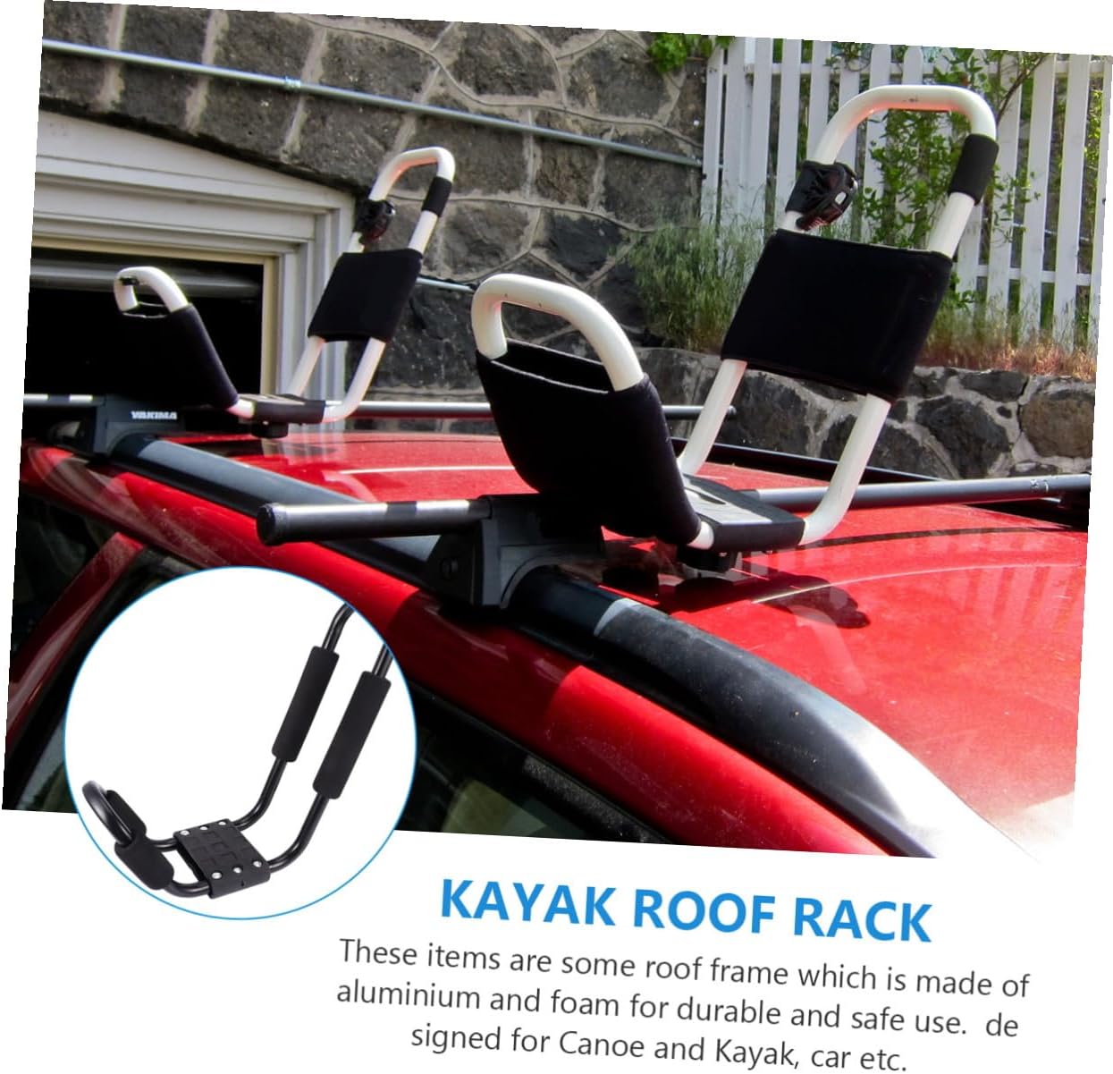 GLEAVI 2pcs Detachable Kayak Roof Rack for SUV Car Rooftop Luggage Shelf Kayak Carrier Frame for Outdoor Canoe and Ski Board Transport