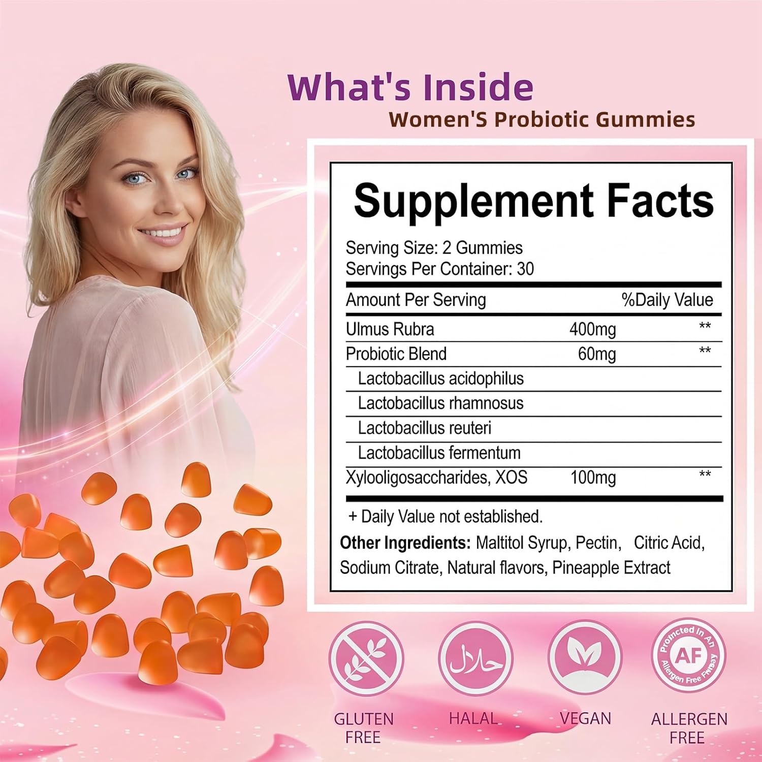 Premium Feminine Balance Gummies for Women - 60 Gummies, Hawaiian Pineapple Flavor - with Probiotics & Vitamin C - Supports Feminine Wellness & Healthy Balance - Gluten Free, Vegan(30 Servings)(Q2) - Image 6