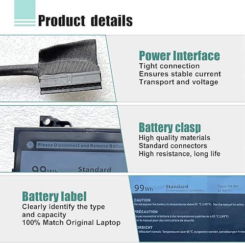 Miniatura 3 de 99Wh 9NJM1 44T2R MG2YH - Batería de repuesto para laptop Dell Alienware 17 R4 R5 15 R3 R4 P31E P69F P31E001 P31E002 P69F001 P69F002 HF25D 01D8 2 546