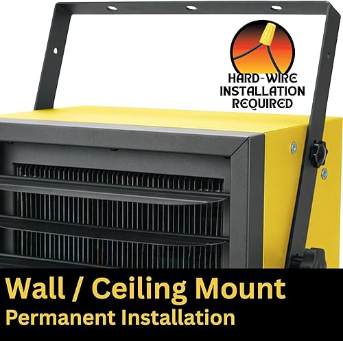 Miniatura 6 de Dura Heat - Calentador eléctrico de techo con cable duro, 5,000 vatios, 240 voltios, protección contra sobrecalentamiento, termostato ajustable y