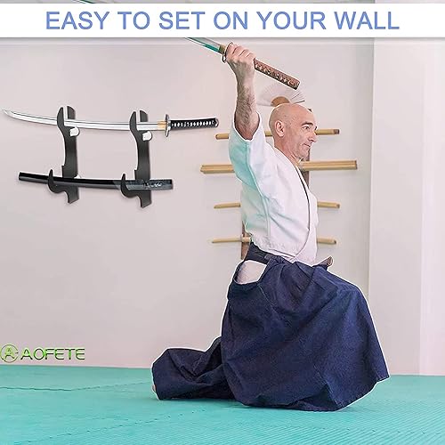 Miniatura 2 de Soporte para espadas, 1 par de ganchos de espada de acrílico, ajustable, para Katana Wakizashi Tanto Genji