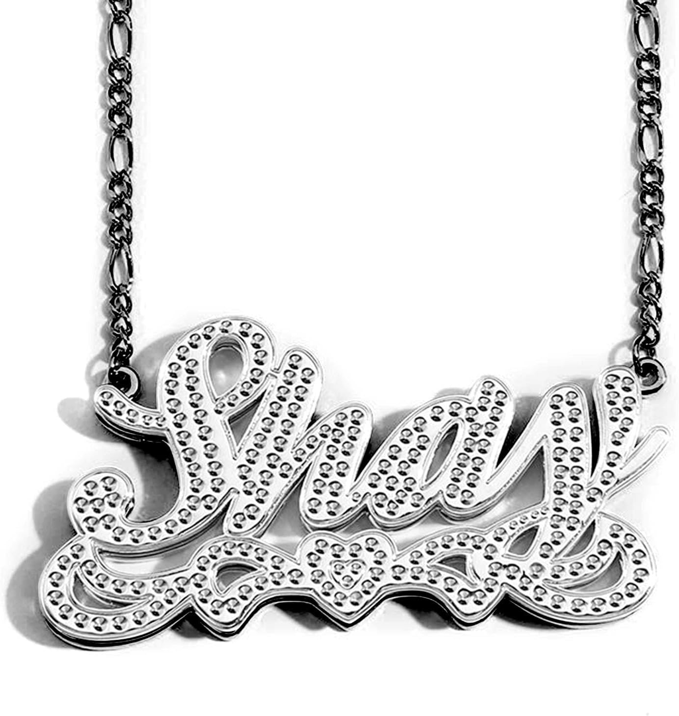 Drawelry Personalized Name Necklace Two Tone 18K Gold Plated Double Heart Pendant Custom Nameplate Jewelry Valentine's Gift for Women Men Couples Anniversary Birthday Gift