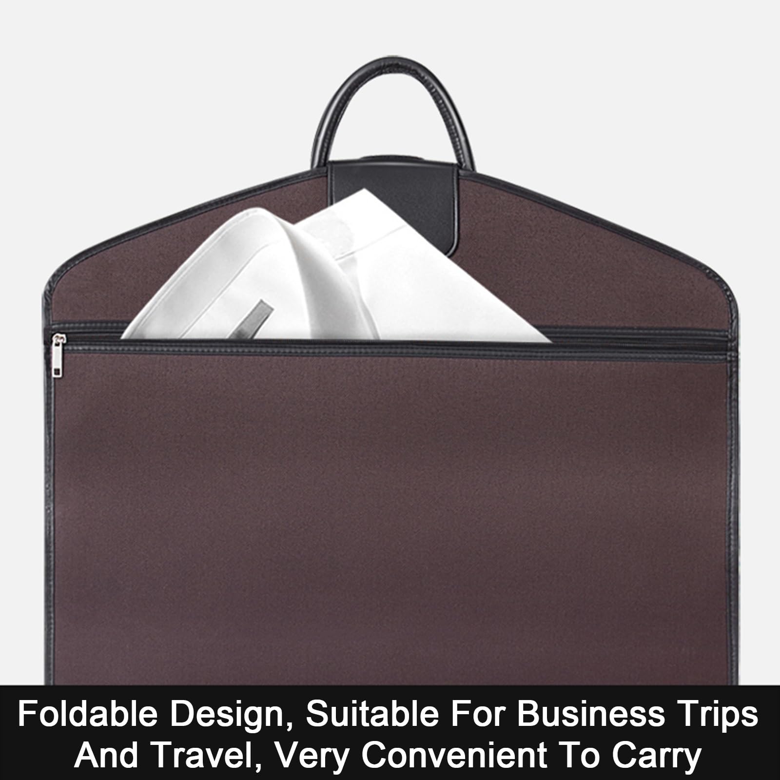 Plegable Funda Traje, Fundas Ropa Armario, Bolsa Portátil con Ventana y Dos Asas para Chaquetas y Camisas(Brown)