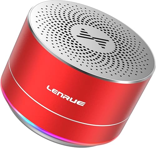 LENRUE Altavoz Bluetooth inalámbrico portátil A2 con luces y cordón, mini altavoces de metal pequeños de 5 W, Bluetooth 5.0entrada auxiliar para
