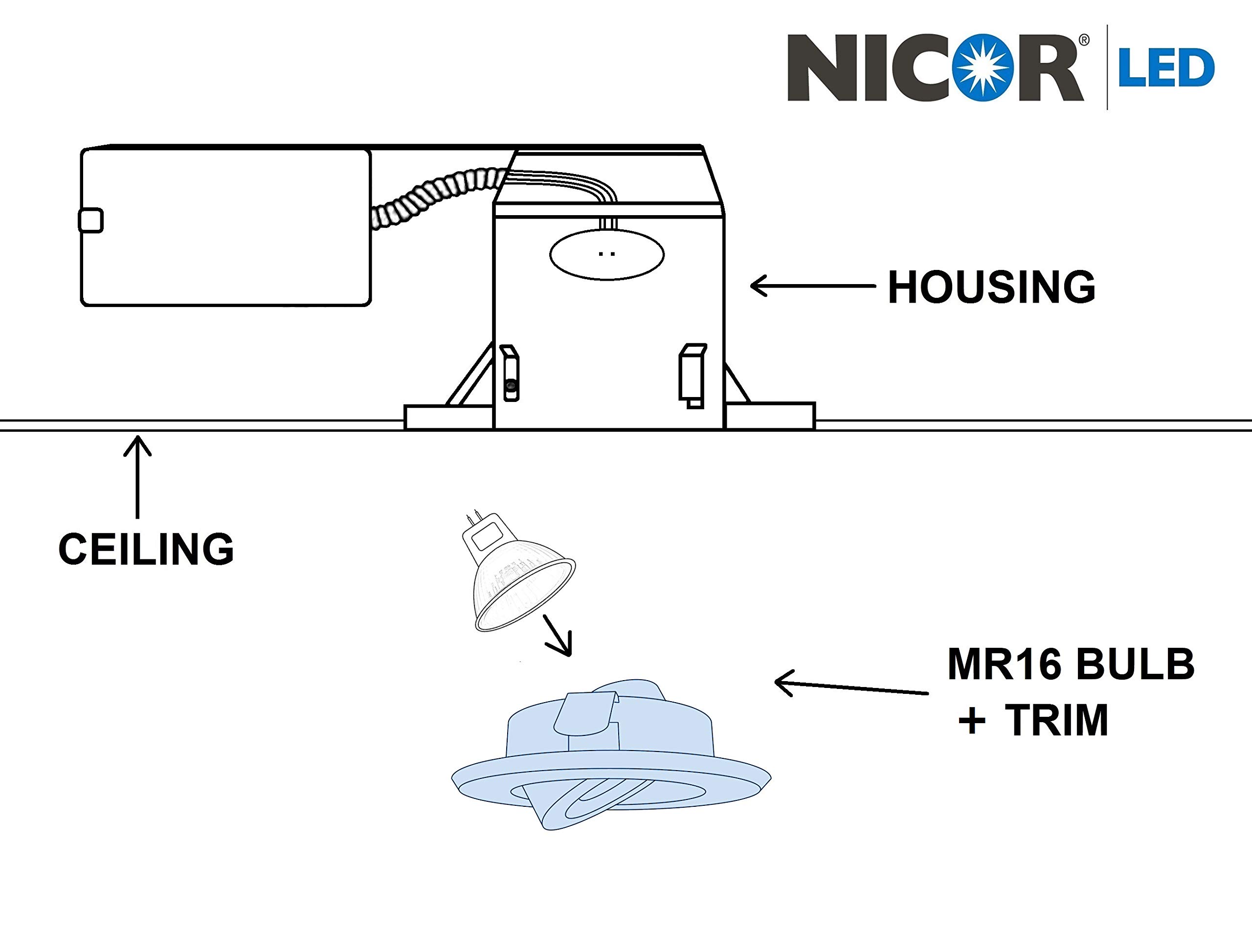 NICOR 4 Inch MR16 Gimbal Trim - White -8