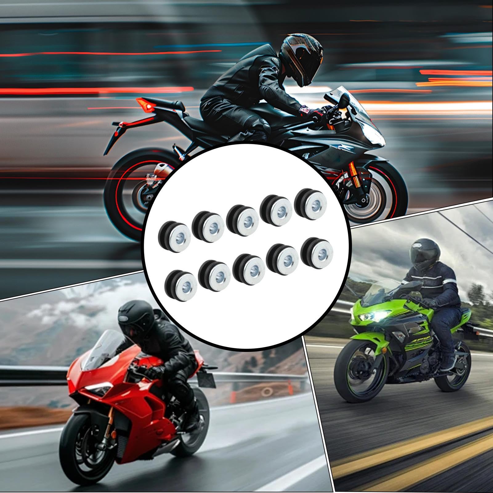 Guarnizioni per Motociclette,Accessori Sostitutivi Guarnizioni in Gomma | Sostituto Spaziatore Guarnizione Antiurto per Componenti Parabrezza