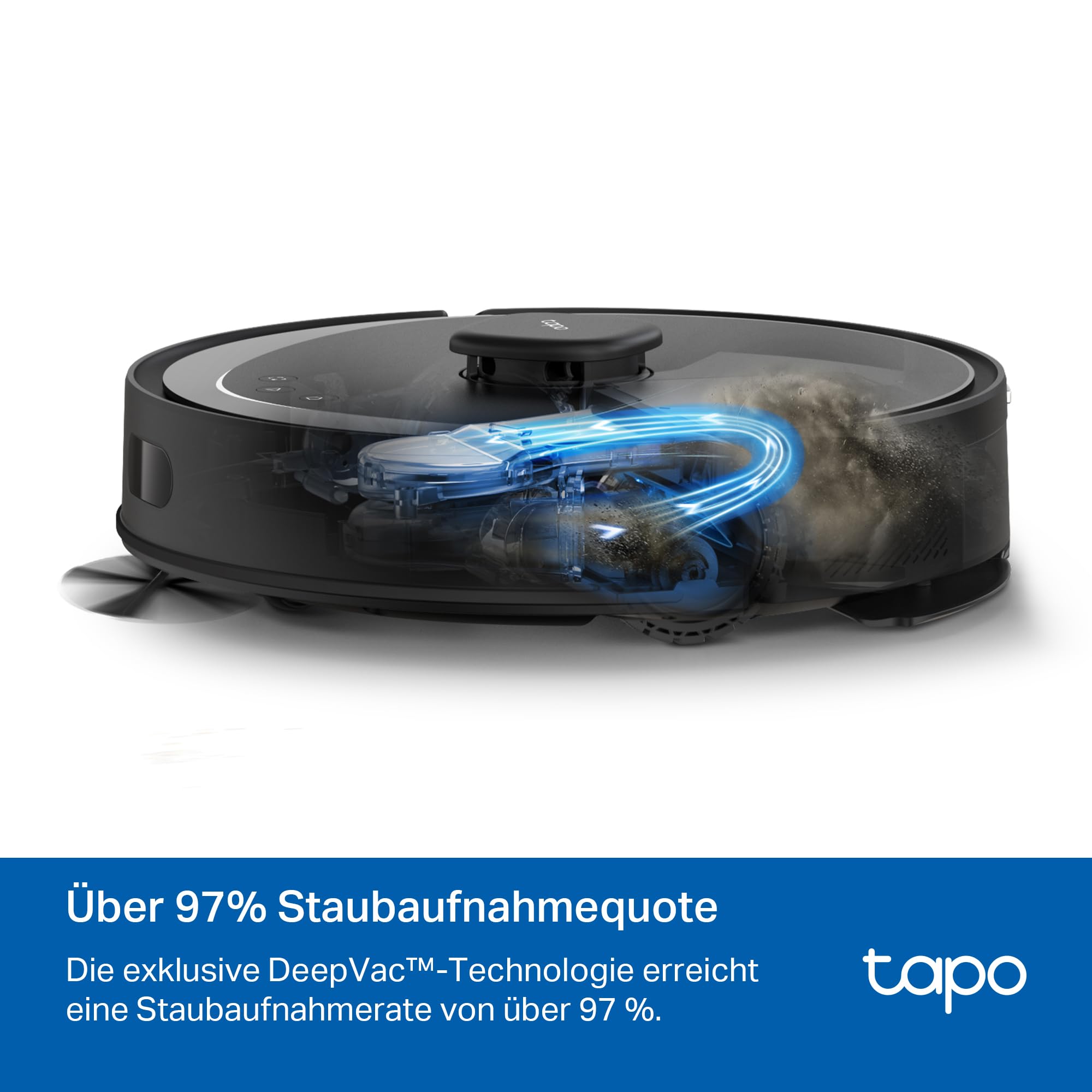Tapo RV30 Max Saugroboter mit Wischfunktion, 5300Pa Ultra Starke Saugkraft, LiDAR+IMU Dual-Navigation, Alexa Sprachsteuerung, App