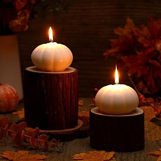 2 Pieces Pumpkin Shaped Scented Candles Thanksgiving Fall Pumpkin Candles Decoration Halloween Aromatherapy Candle for Home Kitchen Table Decor Halloween Party Supplies (White)