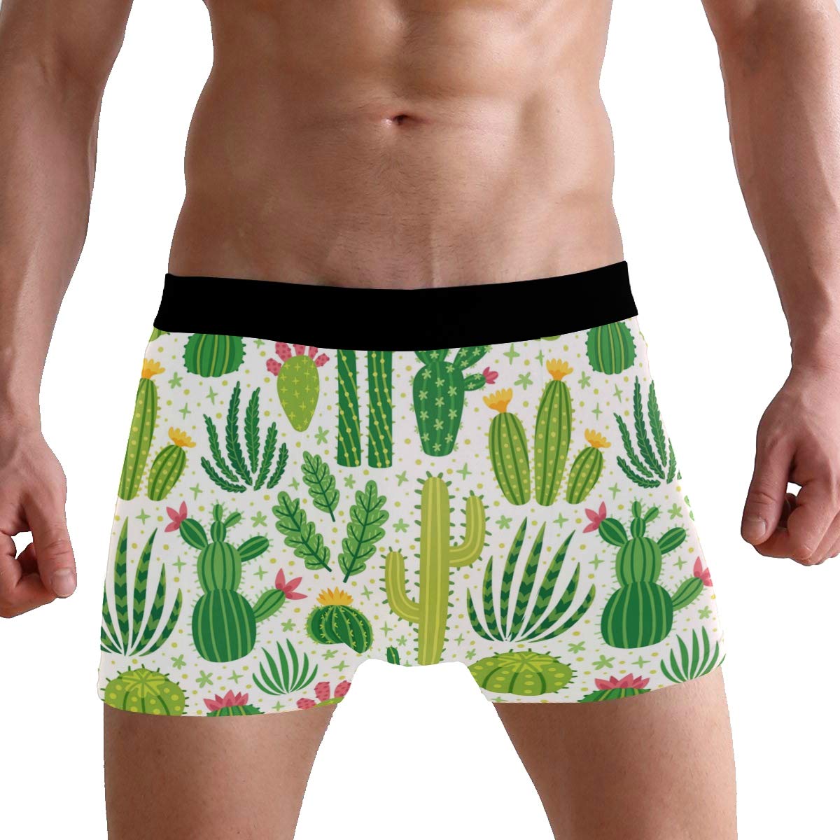 Puxuqu Men's Multicoloured Boxers Shorts Tropical Cactus Cacti Print Boxer Briefs Underwear For Boy