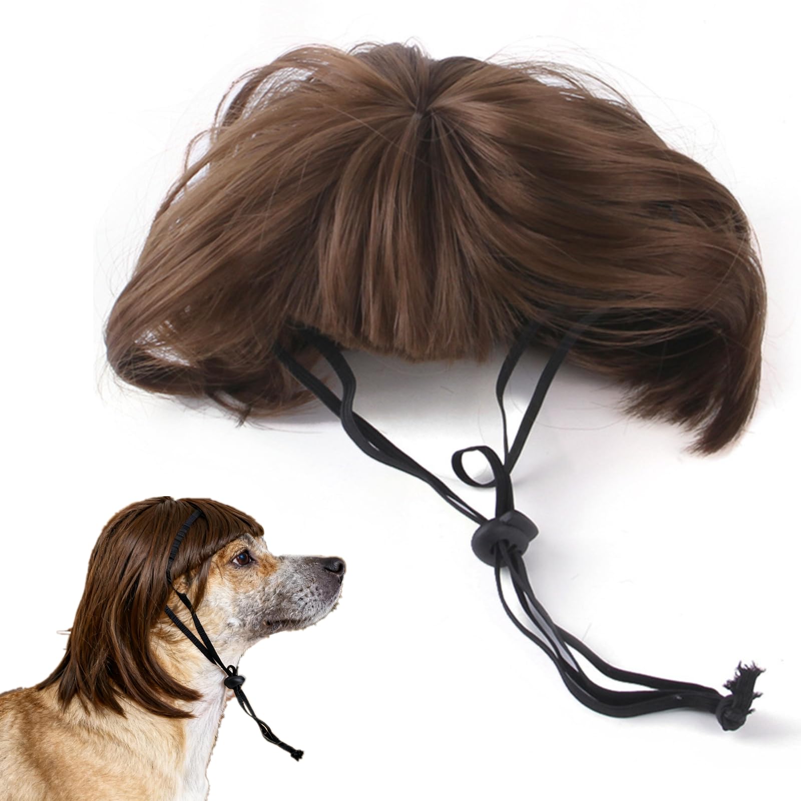 Funny Trimmable Pet Cosplay Wig – Brown Costume for Dogs & Cats, Fits Small/Medium/Large Pets, Perfect for Halloween, Christmas & Party Photo Props (brown)