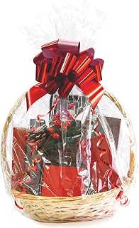 Morepack Large Cellophane Bags for Gift basket 30x30 Inches Clear Basket Bags 10Pieces