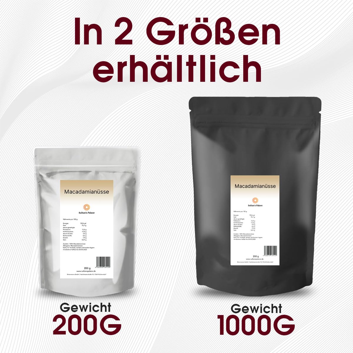 Sultan’s Palace Macadamianüsse Ungesalzen – 1000g– Naturbelassene Rohkostnüsse – Macadamia – Nuss Snack und für Müslis – Macadamia Nüsse – Rohkostqualität (Vegan)
