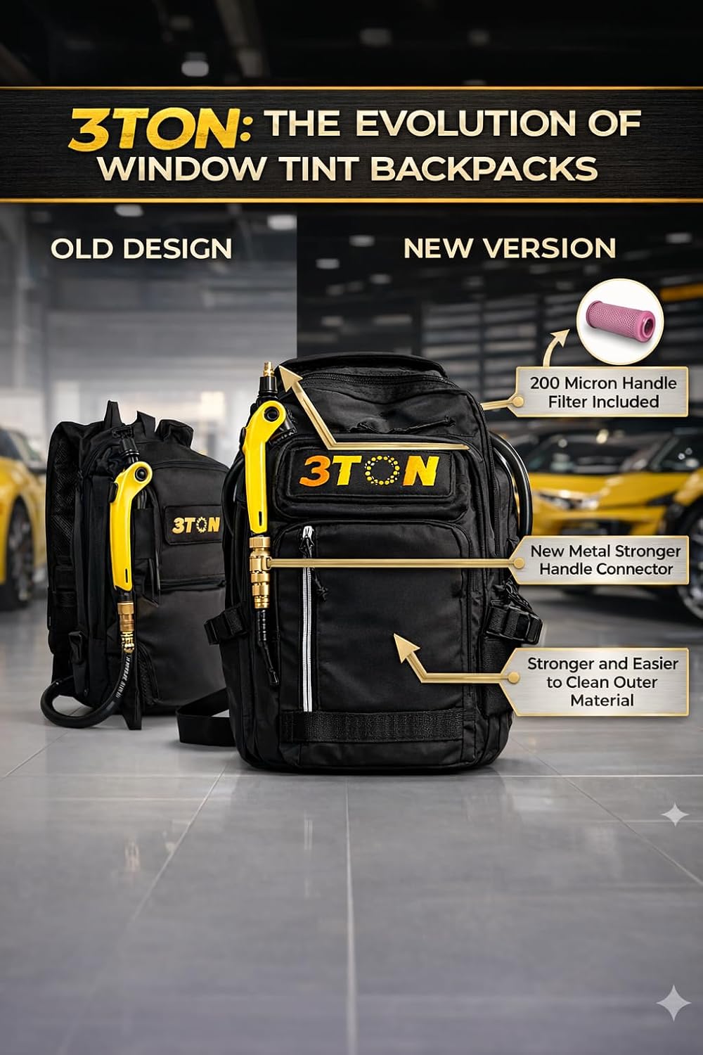 3TON Cordless Mobile Spray Backpack for PPF & Window Tint – Battery Operated, Portable Tint High Pressure Sprayer Backpack Inline Filter Hose – Professional Tool for PPF and Windows Tint