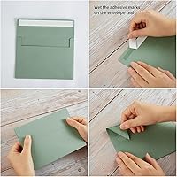 Vista 3 de 50 Pack 5 x 7 Envelopes Colored Self Seal for Wedding, Party Invitations, Greeting Cards, Announcements, Photos, 5.24 x 7.21 Inches (Sage Green)