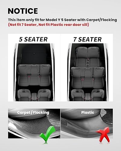 Miniatura 8 de LASFIT Protector de umbral de puerta trasera para Tesla Modelo Y 2020-2023, protector de entrada de puerta de 5 plazas, accesorios de placa de