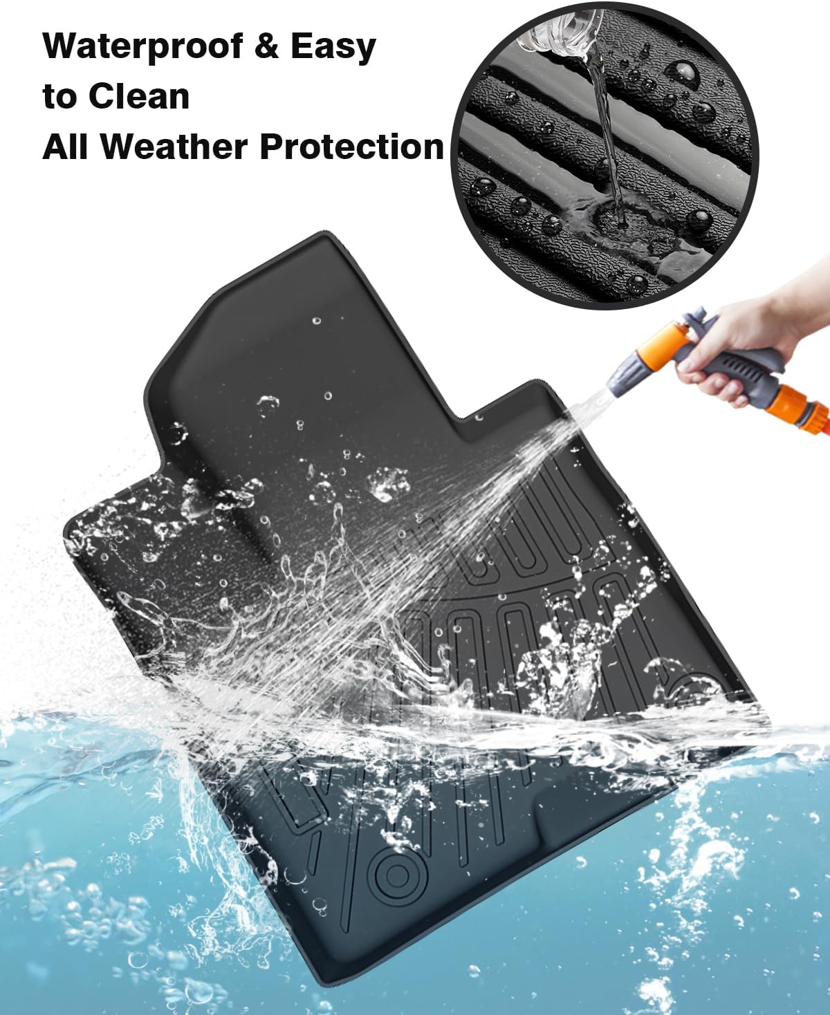 Powerty Floor Mats for 2022-2025 2026 Hyundai Tucson(Non-Hybrid Models) Accessories All Weather Floor Liner 3D TPE 1st & 2nd Row Floor Mat Heavy-Duty Floor Liners(NOT for Hybrid) - Image 3